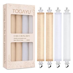 Heatless Curls Overnight Set - 4PCS Jumbo Velvet Hair Rollers to Sleep In, Soft Flexi Rods for No Damage Curls and Waves - For All Hair Types and Texture (Cream)
