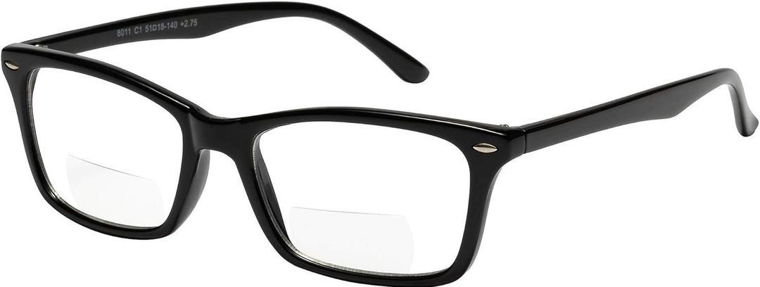 Yogo Vision Bifocal Reading Glasses 2 Pack Fashion Comfort Quality Bifocal Readers for Men and Women (Set of Shiny Black and Matte Havana)