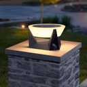 Solar Post Light, 15" Outdoor Column Pillar Lamp IP54 Waterproof Modern 3000K LED Lantern Large Landscape Lighting Fixture for Patio Yard Garden Pathway Backyard Outside Entrance