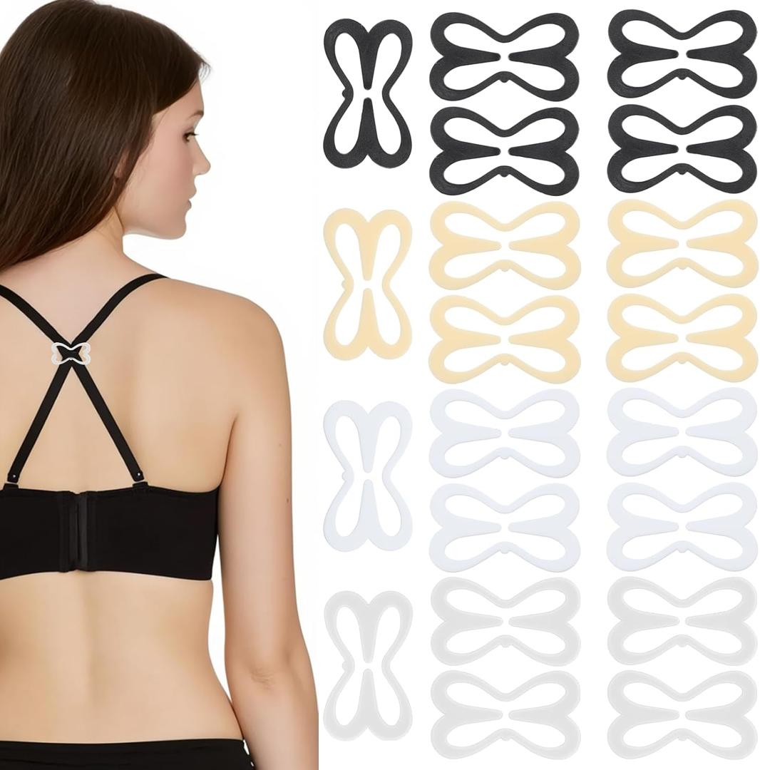 3Pack 20 Pcs Bra Strap Clips, Bra Strap Holders for Slipping Flower Straps, Cross Back Straps Hooks Accessories for Make Racerback Conceal and Cleavage Control