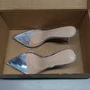 Women'S Clear Pointed Open Toe Stiletto Heel Slide Sandals Fashion Sexy Slip On Transparent Strap High Heels Mules Summer Backless Party Wedding Prom Dress Shoes (Silver) size 42
