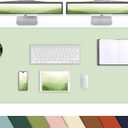 Leather Desk pad Protector, 47in*23in Large Desk mat with Natural Cork & PU Leather,Mouse pad,Non-Slip Office Desk Mat,Waterproof Desk Writing Pad for Office and Home (Light Green)