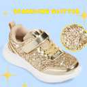 LUCKY STEP Kid's Glitter Fashion Sneakers Sparkly Princess Tennis Bling Shiny Sequins Athletic Walking School Shoes for Children/Boys/Girls, Size 12 Little kids