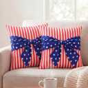 Peryiter 2 Pcs 4th of July Pillow Covers 18x18 Inch American Flag Patriotic Decorations Throw Pillow Covers 250th Anniversary Independence Memorial Day Cotton Linen for Couch Sofa Home Decor