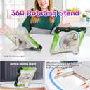 for iPad 9th 8th 7th Generation Case iPad 10.2 inch with HD Screen Protector, 360 Rotating Kickstand/Hand Strap, Shoulder Strap, Heavy Duty Military Grade - Kids Friendly (Green)
