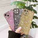 NITITOP Compatible with iPhone 14 Case Glitter Sparkly Sequin Design for Girls Women Luxury Bling Crystal Diamond Frame Full Camera Protection Shockproof Protective Phone Cover - Pink