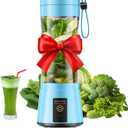 Cordless Portable Personal Size Blender - USB Rechargeable Blender for Smoothies and Shakes, 6 Blades with 380Ml BPA Free Juice Cup, Freshly Squeezed for Picnic/Sports