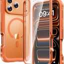Diaclara Magnetic Designed for iPhone 17 Pro Case 6.3'' [Full Camera Protection] Full Body Bumper,[Compatible with MagSafe] Military Drop Proof Phone Case w/Built-in Screen Protector,Orange
