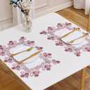White Dark Red Floral Lace Jacquard Placemats Set of 2 Table Topper Dresser Scarf Place Mats (Dark Red, 14"x20" Set of 2)