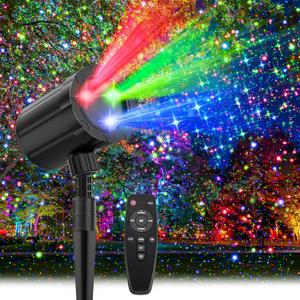 Christmas Projector Lights Outdoor, GUSODOR RGB 3 Colors Starry Sky Effects Projection Light with Remote & Timer, IP65 Waterproof Projector Lights for Indoor Outdoor Christmas Decorations (Large)