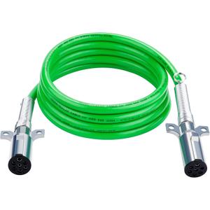7 Way ABS Cord, 12FT 7 Way Coiled Trailer Cord, Heavey Duty Electrical Power Cable for Semi Truck Tractors - Green