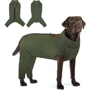 KOESON Dog Recovery Suit Hind Leg, Recovery Sleeve for Female Male Dogs, Pet Leg Sleeve to Stop Licking, Pet Rear Leg Wound Cover, Dog Spay Onesie for Wound Heal Care (XXX-Large, Army Green)