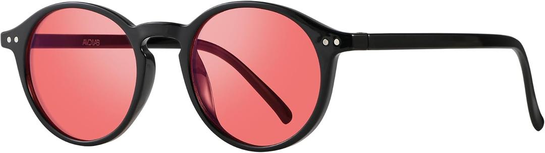 Indoor Fluorescent-41 Pink Tinted Blue Light Blocking Glasses Round Migraine Light Sensitivity Computer Gaming Glasses Photophobia Fluorescent LED Glare Women Men AB3303
