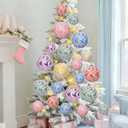 Lanpn 6 Pcs 6" Large Pastel Christmas Ornaments, Big Xmas Ball Outdoor, Plastic Christmas Tree Ornament, Giant Candy Balls Hanging Decor for Candyland Lawn Yard Home Outside, Rainbow Color