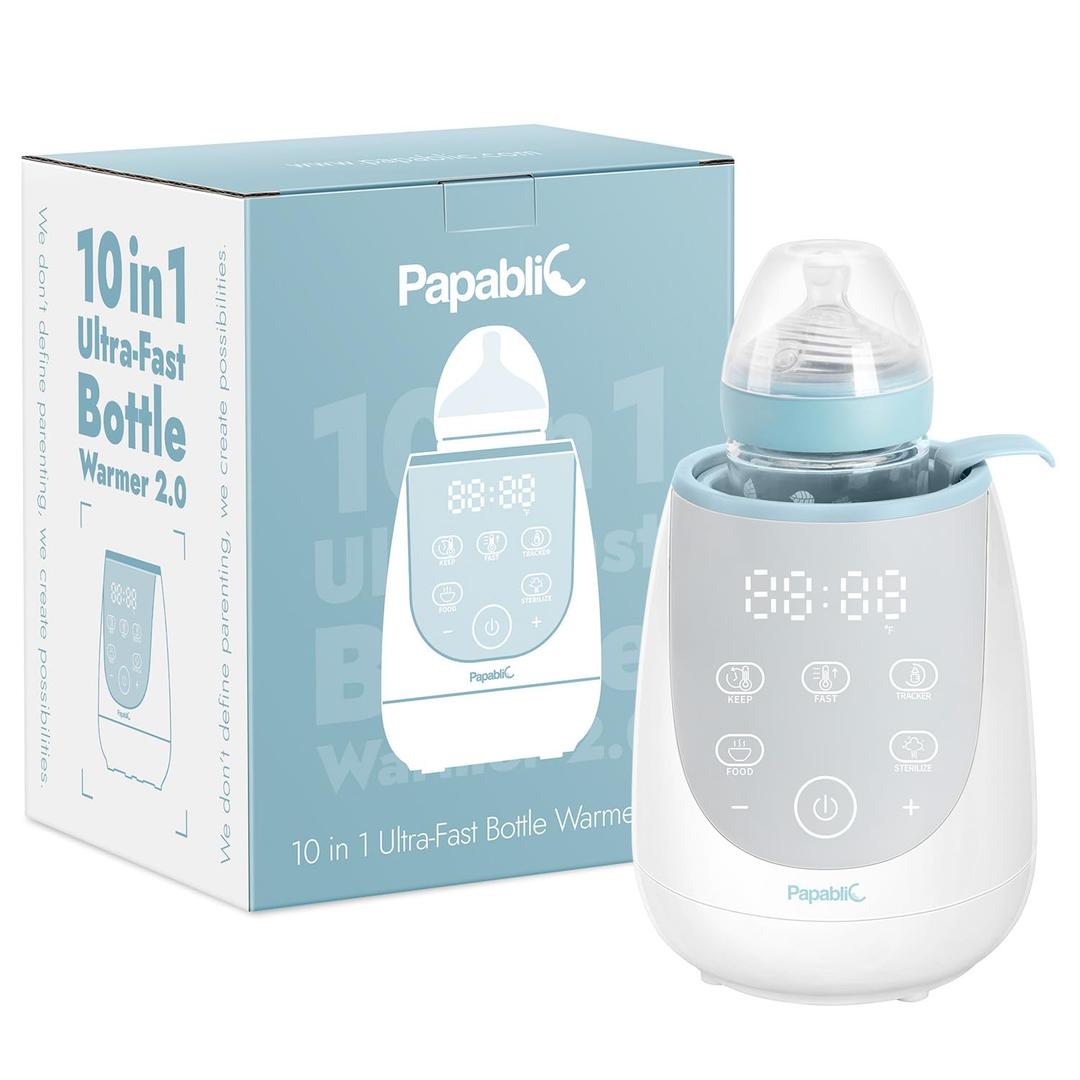 Papablic Fast Bottle Warmer with Feeding, Tracker Baby Bottle Warmer for Breastmilk or Formula, Ready Milk in 2 Mins Accurate Temperature, Control and Automatic Shut-Off