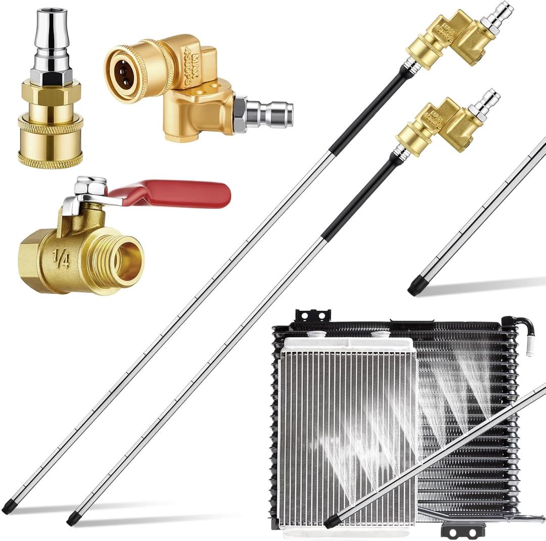 LemonRoad Radiator Cleaning Wand with 14/10 Fan Shaped Outlets Stainless Steel Dual Water/air Radiator Cleaner W/pressure Washer Gun Adapter for Cars Trucks RVS Equipment(2 Pack,24 Inch,39 Inch)