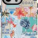 Seashells Beach Summer Jellyfish Collage Phone Case Compatible with iPhone 16Pro,Scratch Resistant Hybrid 2-Layer Hard Shell