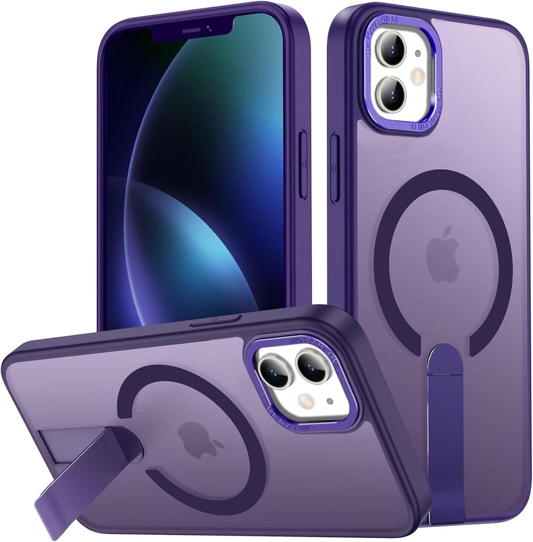 Case for iPhone 11 Compatible with Magsafe, Built-in Invisible Stand [Military Grade Drop Tested] Strong Magnetic Shockproof Slim Protective Phone Case Cover for iPhone 11 6.1 (Purple)