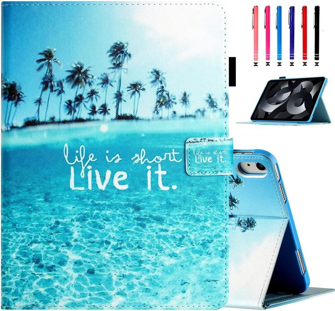 MonsDirect for iPad 10th Generation Case 2022-10.9 Inch iPad 10 Cover, Slim Folio Protective Stand Cover with Smart Auto Wake/Sleep & Pencil Holder for 10.9" iPad 10th Gen 2022 Release, Beach