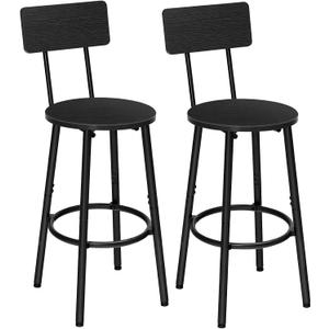 HOOBRO Bar Stools,Set of 2 Round Bar Stools with Back,25.2" Bar Chairs for Kitchen Island, Dining Room,Counter Height Barstools, Easy to Assemble, Black BK32BY01G2
