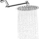 NearMoon Rain Shower Head with 11'' Adjustable Arm, High Pressure Stainless Steel Rainfall Shower, Ultra-Thin Design - Pressure Boosting (10 Inch, Chrome)