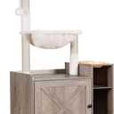 Hey-brother Cat Tree with XL Litter Box Enclosure, All-in-one Cat Tower for Indoor Cats with Large Hammock, Bed, Food Station, Scratching Posts, Modern Style Pet Furniture, Rustic Gray MPJ101SG
