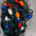 50FT C7 Christmas Lights Outdoor, Multicolor Vintage Christmas Lights String with 50+5 Ceramic Bulbs,Hanging Christmas Light Green Wire for Holiday Party Wedding Christmas Decorations