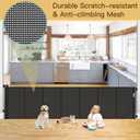 Reinforced Bottom 100 Inch Retractable Baby Gates Extra Wide Baby Gate for Large Openings, 8 ft Super Long Child Gates for Large Openings, Mesh Retractable Dog Gate for Doorways Extra Wide, Black 33" Tall x 100" Wide