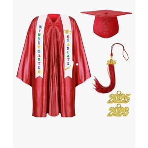 Foaincore 2025 Year Preschool and Kindergarten Graduation Gown Cap Tassel Set with 2025/2026 Charm Printed Stole Grad Gift Size 24
