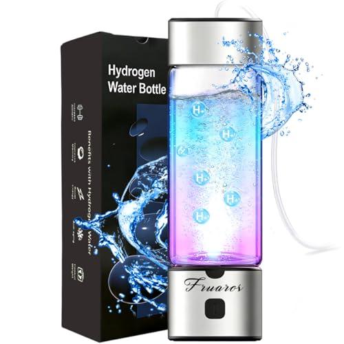 Hydrogen Water Bottle Generator - 2026 Hydrogen Water Machine - 6000 PPB SPE/PEM Tech Glass Hydro health Water Bottle for Kidney Health Hydrogen Bottle Gift for Family & Friends (Button/Sliver)