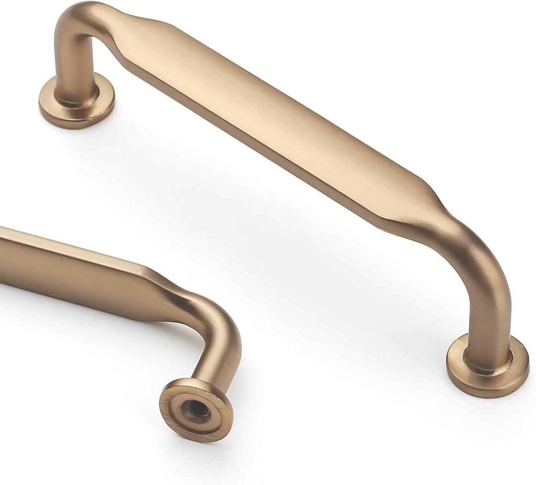 Asidrama 10 Pack 3 Inch(76mm) Champagne Bronze Kitchen Cabinet Handles, Cabinet Pulls Kitchen Cabinet Hardware for Cupboard Drawer Pulls (3" Hole Center)