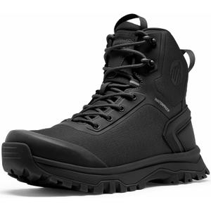 Coostar Tactical Boots for Men Lightweight Military Combat Boot Side Zipper Motorcycle Hiking Work Boots Waterproof 8 Inches Black Size 10.5