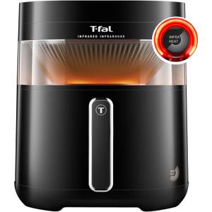 T-fal Infrared Air Fryer, 2x Faster Than Traditional Heating*, Large Air Fryer Dehydrator Combo, 8 Cooking Functions, Window With Light, No-Shake Technology, Dishwasher Safe, 1800W, Black, 7.3 Quarts