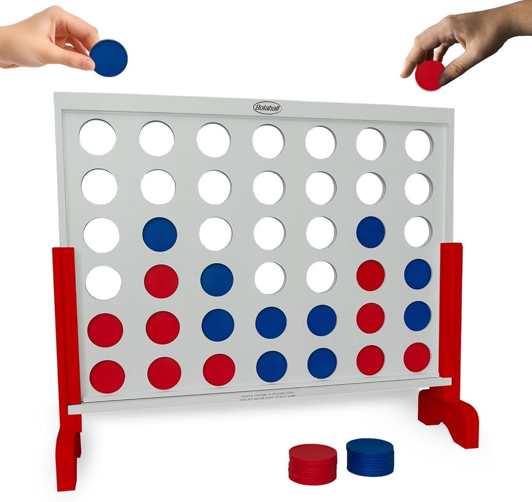 Bolaball Giant Wooden 4-in-a-Row Game  3.2FT Jumbo Connect Game for Kids & Adults, Indoor & Outdoor Fun, Durable Design for Family Gatherings, BBQs, Parties & More
