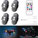 4PCS Wireless LED Strobe Lights with Remote Control,8 Colors Waterproof Anti-Collision USB Charing Led Warning Light, High Brightness Wireless LED Lights for Car Drone Truck Motorcycle Aircraft Bike