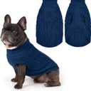 PUPTECK Dog Sweater, Turtleneck Warm Knitted Pullover Coat, Thick Cable Knitwear Clothes in Winter, Pet Apparel Outfits for Small Medium Dogs, for Cold Weather Indoor & Outdoor, Deep Blue S (S - Chest 16", Back 12", Neck 10")