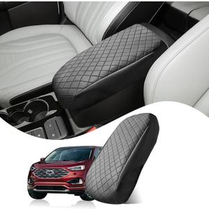 Center Console Cover Compatible with Ford Edge 2015-2024 Leather Armrest Box Cushion Cover Middle Console Pad