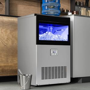 YITAHOME 2 Way Water Inlet Commercial Ice Maker Machine 150LBS/24H, 33LBS Storage Bin, Tap Water & Top Loading 3-5 Gallon Freestanding Ice Maker with Stainless Steel Ice Scoop Ice Bucket