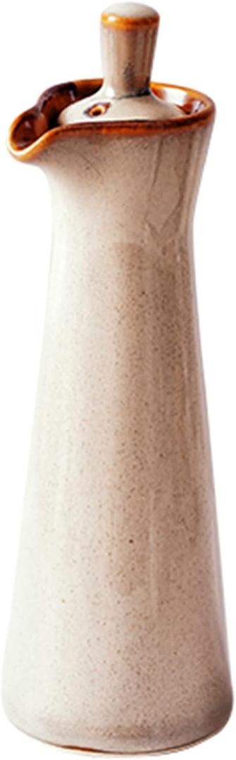 Small Ceramic Olive Oil Dispenser Bottle for Storage Of Oil, Vinegar, Soy Sauce, 120ml / 4oz - Beige