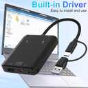 2 x Herfair Splitter for Dual Monitors Extended Display 1 in 2 Out USB to HDMI VGA External Graphics Card Support Windows MacOS System Simultaneously Output 2 Screens, Driver Install Needed