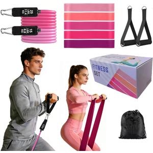 2 x Home Workout Pilates Kit for Women, Better me Pilates Ring and Ball Set Essentials Equipment, with 5 Resistance Bands, Massager Roller, Yoga Starter Accessories for Toning Arms, Thighs & Core