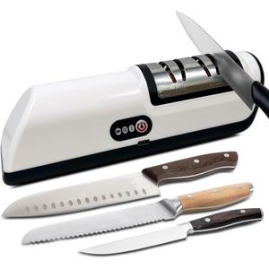 Electric Knife Sharpener, Professional 2 Stage Kitchen Knife Sharpener for Quick Sharpening & Polishing, Automatic Knife Sharpening for Straight/Serrated/Kitchen Knives, Scissors(Black)