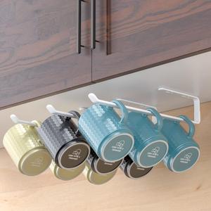 Amazer Coffee Mug Holder Under Cabinet 3 Pack, Metal Sturdy Coffee Mug Rack Under Shelf Organizer, Display Hanging Cup Storage Hooks for Bar Kitchen Utensils/Wine Glasses/Tea Cup, White (White)