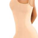 Shapewear Tummy Control for Women Seamless Bodysuit with Adjustable Straps Body Shaper Suits (Beige, XS)