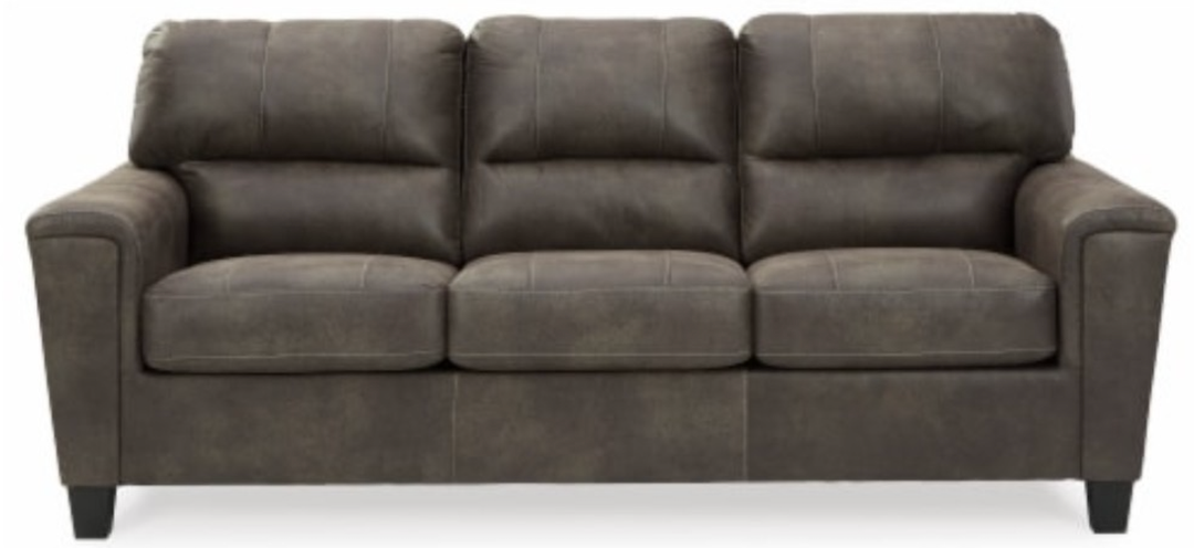 Ashely Furniture Faux Leather Sofa, With Legs, 80"L x 37"D x 34"H