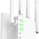 WiFi Extender with 1200Mbps Dual - Band 2.4G&5G, WiFi Booster Covers Up to 12880 Sq.ft & 105 Devices, WiFi Repeater with 1 - Tap Setup and 4 Antennas, Booster Works with All Routers