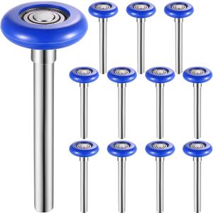 Funtery 12 Pcs Nylon Garage Door Roller 1.8 Inch Blue Garage Door Replacement Wheels for 2'' Track 6200ZZ 4.7'' Stem Quiet Seals Bearings Residential Commercial