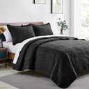 Love's cabin California King Size Quilt Bedding Set Black Bedspreads - Cal King Summer Lightweight Bedspread Comforter - Coin Pattern Coverlet for All Season - 3 Pieces (1 Quilt, 2 Pillow Shams)