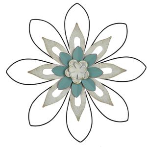 20 inch metal flower wall decor art wood composite wall decor art, metal 3D wall art, farmhouse decoration, bathroom living room, home office, garden, kitchen, multi flower hanging decoration, 20"L x 1.5"W