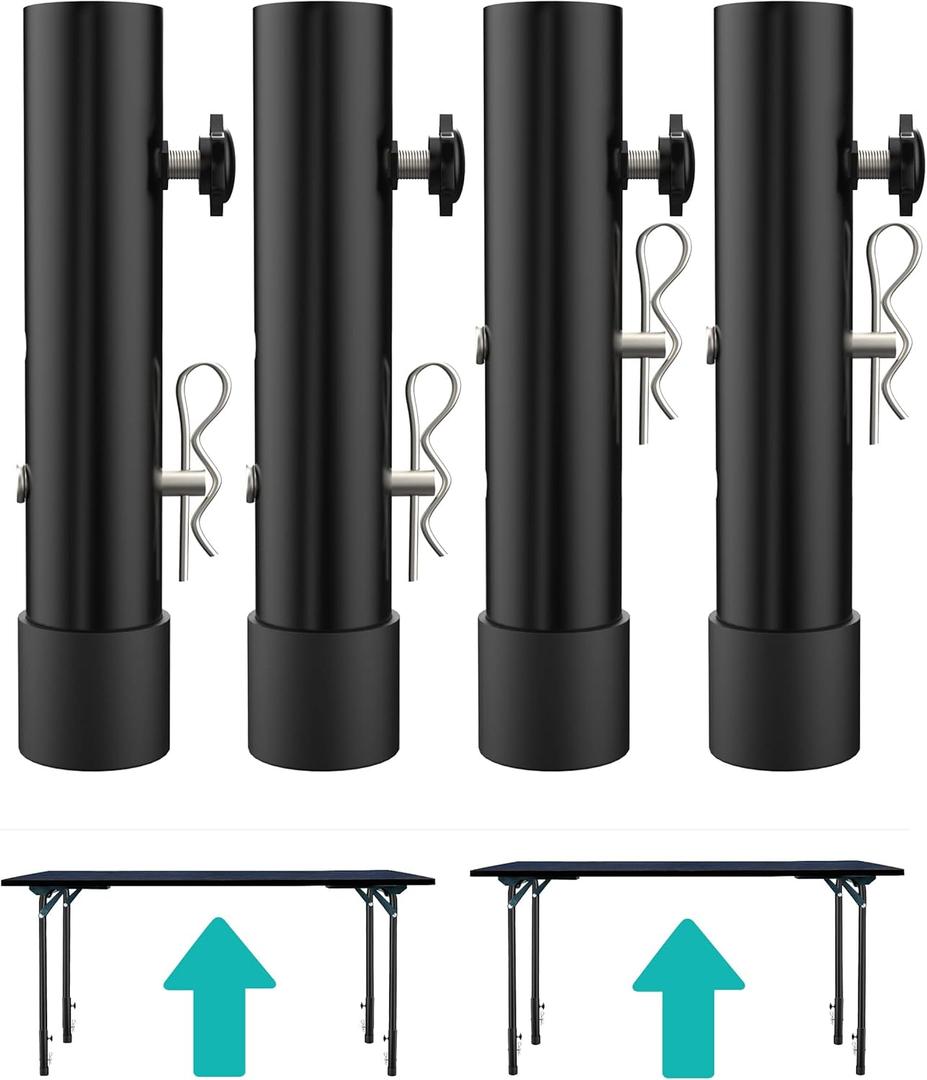Table Leg Extenders for Folding Tables Straight/Bent Leg,Heavy Duty Folding Table Leg Risers/Extensions,2 Levels/Heights Adjustable Table Risers-Ideal for Improving Your Back Pain(4-Pack)